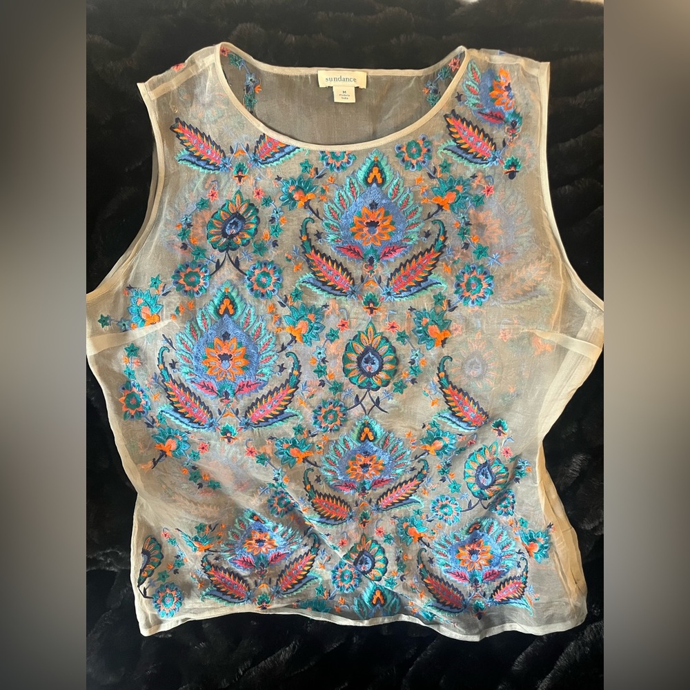 Beautiful sheer embroidered blouse from Sundance